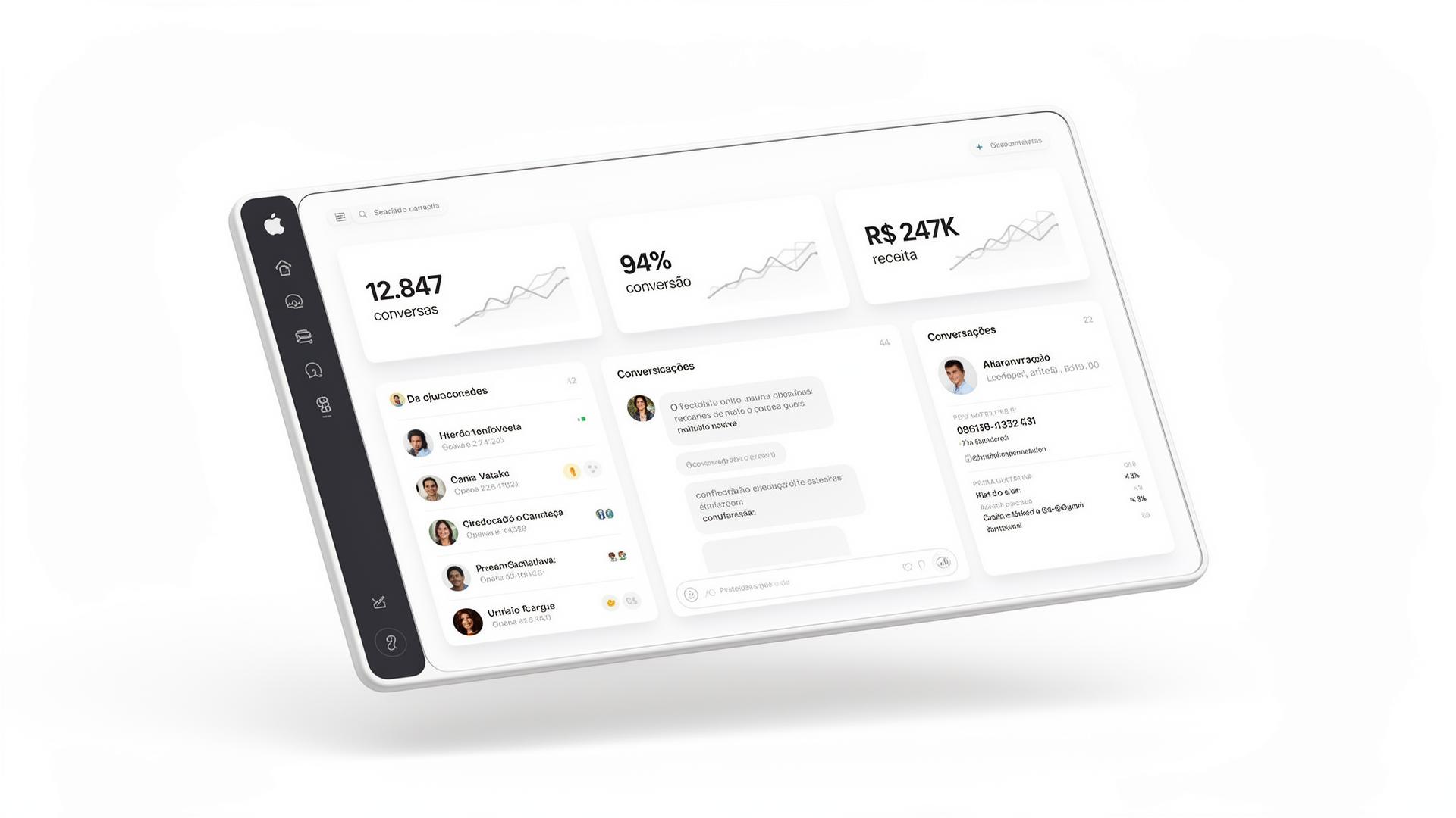 Painel da Orizon Agents — conversas, métricas e agentes IA em ação